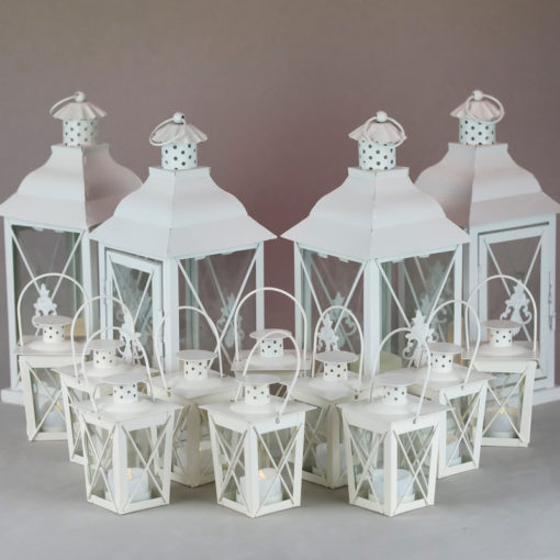 Laterne Windlicht Set Family Classic in weiss für Hochzeit mieten und Dekoration leihen beim Deko Verleih 7