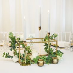 Tischdeko Set Cubi in gold für Hochzeit mieten Dekoration aus Rhein Main Hochzeitsdeko